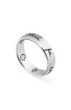 Originally 'L'Aveugle Par Amour', the phrase that's become synonymous with Gucci is beautifully engraved around this sterling-silver band. 1/8" band width Sterling Made in Italy Gucci Blind For Love, Boston Shopping, Gucci Ring, Vintage Engagement Ring Settings, Shifting Realities, Must Have Clothes, Black Onyx Engagement Ring, Onyx Engagement Ring, Rings Boho