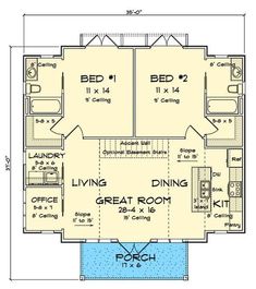 Small House Blueprints, Small Cottage Homes, Tiny House Floor Plans, Cabin Plans, House Blueprints, Cottage House Plans