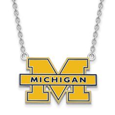 If you are a fan of The University of Michigan and the Wolverines then you need to show your school spirit with this University of Michigan necklace. We are a certified retailer and this authentic item is officially licensed. It is crafted from Sterling Silver and crafted by LogoArt in the USA. 18 inches in length. Michigan University, Large Necklace, Bow Jewelry, University Of Michigan, Magnetic Bracelet, Small Pendant, Shell Pendant, Jewelry Companies, School Spirit