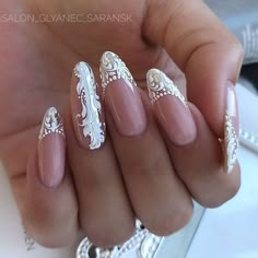 Lace Wedding Nails, 2023 Manicure, Manicure 2023, Lace Nail Design, White Lace Nails, Bridal Nails Designs, Lace Nail Art, Bridal Nail Art, Lace Nails