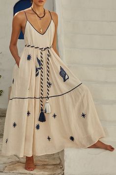 Carolina K eonia dress in gardenia. 100% Hemp Removable Belt Dry Clean Only Made in India Whimsical Fashion Style, Boho Minimalist Outfits, Whimsical Minimalist, Belts For Dresses, Net Dress, The Royals, Beauty Tricks, Marissa Collections, Western Chic