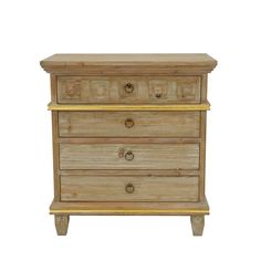 a wooden dresser with three drawers on top