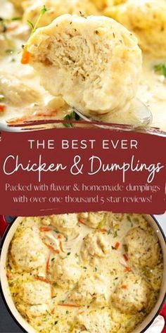 Dive into comfort with this ultimate chicken and dumplings recipe, featuring irresistibly fluffy homemade dumplings. Perfect for cozy nights, this dish combines tender chicken with a rich, savory broth, creating a heartwarming meal that feels like a hug in a bowl. Whether you're a seasoned cook or trying dumplings for the first time, this simple recipe will guide you to delicious success. Embrace the warmth and flavor of this classic dish, and make it a staple in your kitchen repertoire. Best Ever Chicken, Chicken Dumplings Recipe, Chicken And Dumplings Recipe, Homemade Chicken And Dumplings, Chicken Dumplings, Homemade Dumplings, Avocado Dip, Dumplings For Soup, Dumplings Recipe