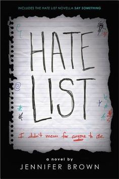 a book cover with the title hate list written in black and red ink on white paper