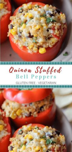 quinoa stuffed bell peppers are on a plate