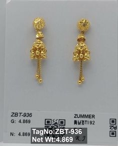 KUBER JEWELLERS R10 Gold Jhumka Earrings 10 Grams, 5 Grams Gold Earrings, 22k Gold Jhumkas For Gift, 22k Yellow Gold Earrings For Puja, Hallmarked 22k Gold Earrings For Puja, 22k Gold Hallmarked Temple Jewelry Earrings, Baby Jewellery, Temple Jewellery Earrings