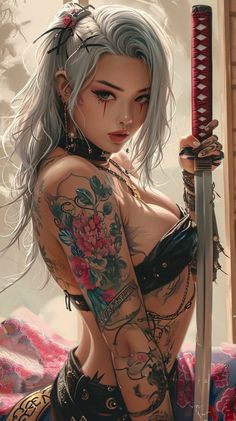 Samurai Art, Warrior Girl, Digital Art Girl, Beautiful Fantasy Art, Dark Fantasy Art, Overwatch, Cute Anime Character