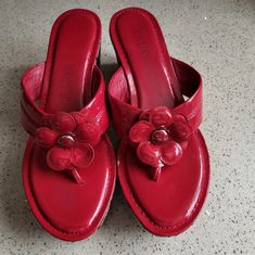 This Is A Beautiful Red Coach Sandal. They Have Never Been Worn And True To Size. With This Red Sandal Everyone Will Take A Second Look Wishing They Had This Gorgeous Beauty!!! Coach Sandal, Beachy Outfits, Red Sandals, Aesthetic Shoes, Coach Shoes, Wedge Sandals, Women's Shoes Sandals, Shoes Sandals, Take A