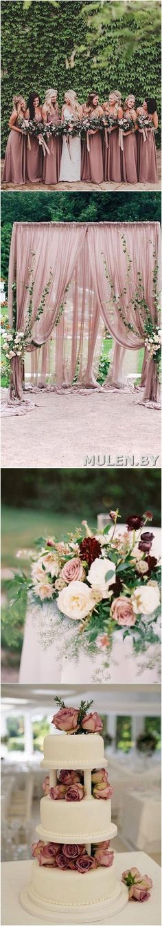 wedding cake and table with flowers on it