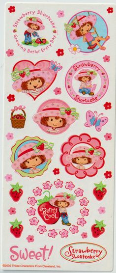 strawberry shortcakes stickers on a white surface