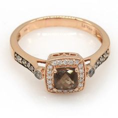 Make A Statement With This Stunning Levian 14k Rose Gold Brown Smoky Quartz And Diamond Cocktail Ring. This Pre-Owned Designer Ring Offers An Amazing Discount On An Authentic, Never-Worn Piece Of Jewelry. Enjoy Superb Condition And Satisfaction Guaranteed Customer Service. A Must-Have For Your Collection! Brand: Le Vian Collection: Ring Collection Metal: 14k Rose Gold Ring Center Measurement 9mm X 9mm Center Stone: Brown Smokey Quartz Cushion Cut Diamonds: Approx. 1/8 Btw Round Cut H Si Vs Hallm Levian Rings, Levian Jewelry, Rose Gold Brown, 14k Rose Gold Ring, Diamond Cocktail Rings, Cushion Cut Diamonds, Smokey Quartz, Ring Collections, Smoky Quartz