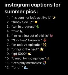 an instagram caption for summer pics on a black background with the text instagram captions for summer pics