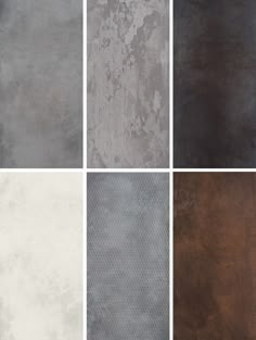 six different shades of gray and brown