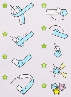 the instructions for how to make origami stars and kites with paper scissors