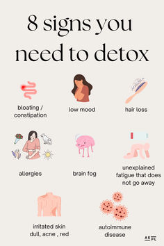 Sadly we're surrounded by toxins, chemicals, and heavy metals nowadays, from the air we breathe to the food we eat. All these pollutants and pathogens in our environment can really take a toll on our health and slow down how well our body can detox. + If you're feeling unusually tired or getting brain fog more often, these could be signs that your body is screaming for a detox. + Listen to your body; if you're feeling bloated or just plain sluggish, it's time to take control of your health 🌳 Toxins In Body Signs, How To Detox Your Body From Toxins, Detoxing Your Body From Toxins, Benefits Of Detoxing, Healthiest Breakfast, Detoxification Diet, Feeling Bloated, Feeling Sluggish, Body Detoxification