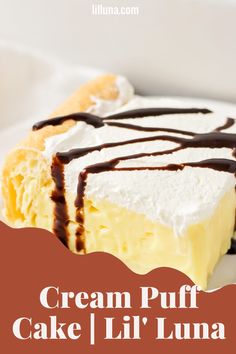 image Recipe: Smooth + rich Cream Puff Cake is a take on the popular cream puff dessert. Drizzle it in chocolate for a perfect bite! Cream Puff Cake, Cream Puff Dessert, Puff Cake, Cream Puff Cakes, Puff Dessert, Lil Luna, Cream Puff, Cream Puffs