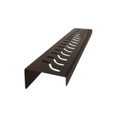 a black metal shelf that has several knives on the bottom and one is upside down