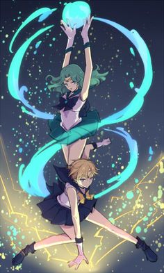 Sailor Neptune & Sailor Uranus (Michiru x Haruka) ~ Sailor Moon Crystal Makoto Kino, Sailor Moon Fan Art