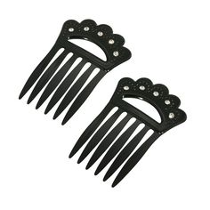 These vintage style hair combs from 1928 are suitable for a variety of hair styles. These vintage style hair combs from 1928 are suitable for a variety of hair styles. Includes: 2 hair combs Dimensions: 1.4 in. x 2.1 in. Metal: alloy Material: crystal Not appropriate for children 14 years old and younger. Size: One Size. Color: Black. Gender: female. Age Group: adult. Chic Fashionista, Jewelry Classic, Comb Set, Crystal Hair Comb, 1928 Jewelry, Vintage Inspired Jewelry, Vintage Style Jewellery, Hair Combs, Crystal Hair