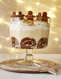 a dessert with frosting and decorations on top