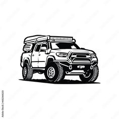 a black and white drawing of a truck