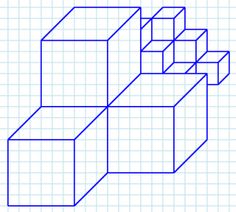 a drawing of three rectangles on a sheet of graph paper with the lines drawn