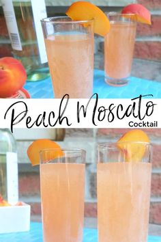 peach moscato cocktail in glasses on a table