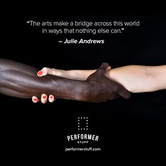 two hands holding each other in front of a black background with a quote from julia andrews