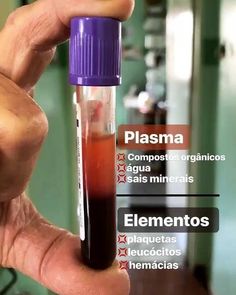 a hand holding a small tube with liquid in it and the words plasma written below