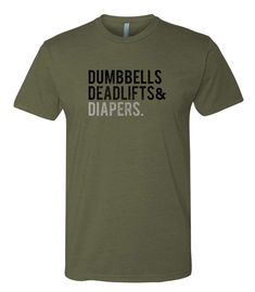 PRICES MAY VARY. 60% Cotton, 40% Polyester Made in the USA and Imported Pull On closure Machine Wash Embrace the DadBod with this awesome DB Men's Triple-D T-Shirt in striking Military Green from DadBod Apparel DB. This shirt isn't just a piece of clothing. It's a statement. A badge of honor that announces 'I'm a new dad, and I'm proud of it!' This shirt is the epitome of new dad gifts and a great addition to any dad's wardrobe. The Triple-D stands for Dumbbells, Deadlifts, and Diapers, encompas Great Gifts For Dad, Gifts For New Dads, Dad Life, Bear Cubs, High Quality T Shirts, Top Seller, Baby Bear, Steel Blue, Military Green