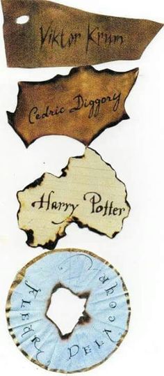 three different types of harry potter stickers on a white background, one with the words harry potter written on it