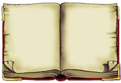 an open book with blank pages is shown in red and yellow colors on a white background