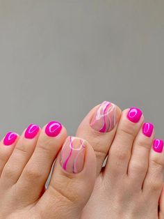 Get Glamorous With 24pcs Short Square Baby Pink Striped Fake Toenail & 1pc Toenail File & 1sheet Tape For Women And Girls Press On Nails Nail SuppliesI discovered amazing products on SHEIN.com, come check them out! Nail Art For Girls, Pedicure Designs Toenails, Toenail Designs, Pedi Ideas, Acrylic Toes, Acrylic Toe Nails