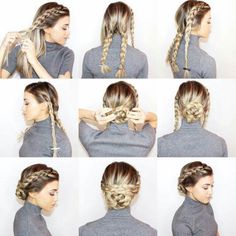 Hairstyles Photos, Easy Work Hairstyles, Fun Hairstyles, Hair Twist, Braided Bun Hairstyles, Easy Updos, Easy Hairstyle, Peinados Fáciles Para Cabello Corto, Work Hairstyles