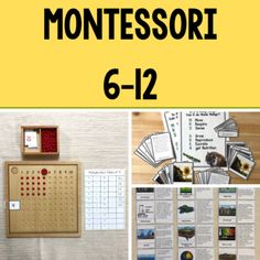 a collage of montessoi activities including cards and pictures