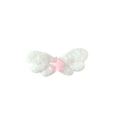 a white teddy bear with a pink bow on it's head and wings in the shape of a butterfly