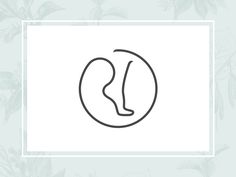 the outline of a foot in a circle on a white background with leaves and flowers