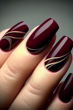 Burgundy Acrylic Nails, September Nails, November Nails, Fancy Nails Designs, Black Nail, Neutral Nails, Elegant Nails