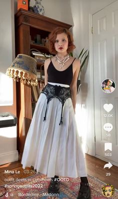 Mina Le Outfit, Layering Skirts Outfit, Sea Inspired Outfits, Gothic Skirt Outfit, Southern Gothic Outfits, Vivienne Westwood 90s, Layered Skirt Outfit, Southern Gothic Fashion, Mina Le