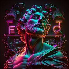 art, abstract, design, light, illustration, music, desktop, dark, fantasy, ultraviolet, magic, fluorescent, neon, dreaming, bright Vaporwave Art, Arte 8 Bits, Art Album, Greek Sculpture, Pop Art Wallpaper, God Art, Greek Gods, Digital Portrait, Aesthetic Art