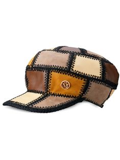 Kirs patchwork cap from MAISON MICHEL featuring multicolour, goat suede, leather, crochet knit, patchwork design, curved peak, gold-tone logo plaque and macramé detailing. Diy Embroidery Shirt, Leather Crochet, Knit Patchwork, Embroidery Shirt, Leather Patchwork, Shirt Embroidery, Black Crochet, Patchwork Designs, Diy Embroidery