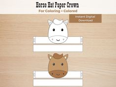 horse paper crown for coloring - colored with instant digital printables and freebied