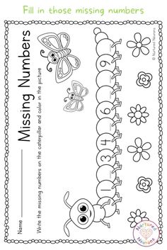 the missing numbers worksheet for children to learn how to write and draw letters