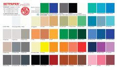 the color chart for different colors of paper