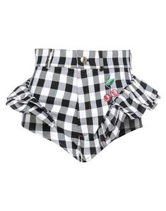 plain weave, ruffles, high waisted, checked, regular fit, wide leg, 1 button, zipper closure, no pockets, stretch , Color: Black , Size: XS Trendy Fitted Plaid Shorts, Trendy Cotton Ruffle Shorts, High Waist Cotton Ruffle Shorts, High-waisted Ruffled Summer Pants, Summer High-waisted Ruffle Bottoms, High Waist Plaid Summer Bottoms, Summer High-waisted Pants With Ruffles, High-waist Summer Bottoms For Picnic, High-waist Bottoms For Summer Picnic