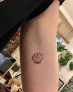 a small shell tattoo on the arm