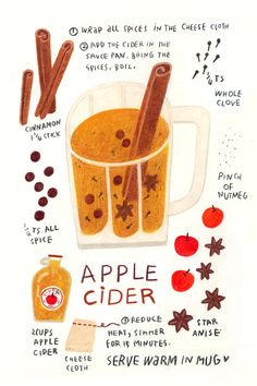 an apple cider recipe is shown in this drawing