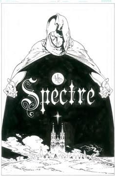 a black and white drawing of a castle with the word spectre written on it