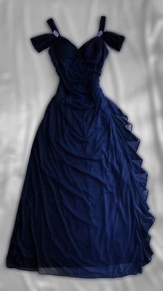 Dark Blue Off Shoulder Dress, Dark Blue Masquerade Dress, Dark Blue Vintage Prom Dress, Under The Stars Prom Dress, Pretty Prom Dresses Long Sleeve, Night Under The Stars Theme Prom Dress, Yule Ball Dress Ravenclaw, Dark Blue Prom Dress Aesthetic, Dark Blue Dress Prom