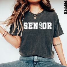 Comfort Colors® Senior 2025 Shirt, School Shirt, Class Of 2025 Shirt, Retro Senior Tee, 2025 Senior Gift, Graduation Shirt, Graduation 2025 A Comfort Colors shirt is a type of casual t-shirt that is known for its softness, relaxed fit, and muted color palette. Typically made from 100% cotton, these shirts have a vintage feel and are often favored for their comfortable, worn-in look. This classic unisex jersey short sleeve and long sleeve tees fits like a well-loved favorite. Soft cotton and qual High School Senior Gifts, Senior Graduation Gifts, Senior Class Shirts, Class Shirt, Senior Shirts, Senior Gifts, Senior Graduation, Graduation Shirts, Class Of 2024